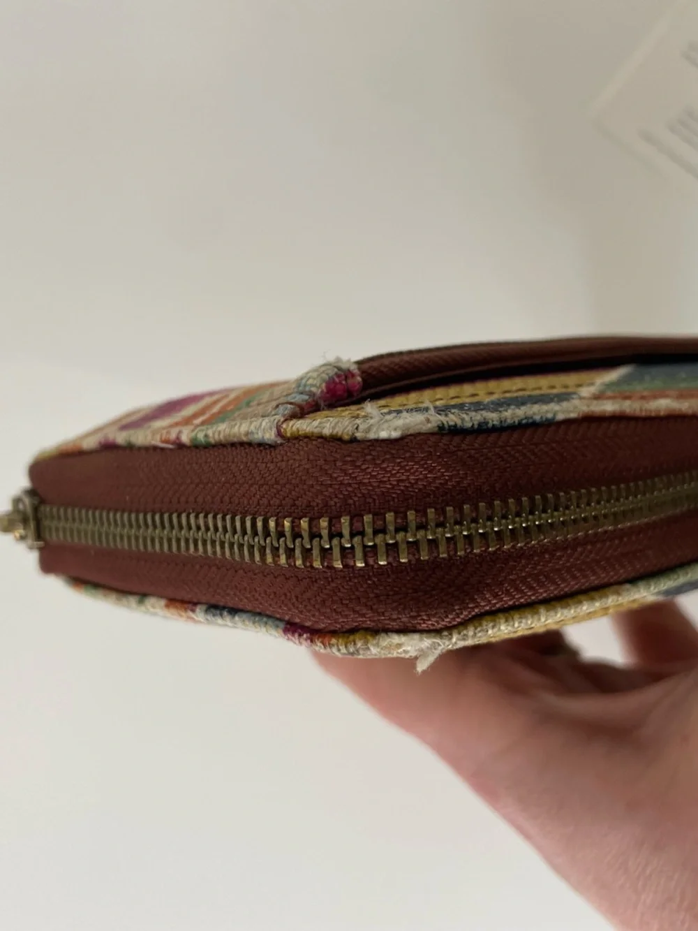 Fossil Multicolor Aztec Geometric Fabric Zip Around Wallet Boho Cottagecore